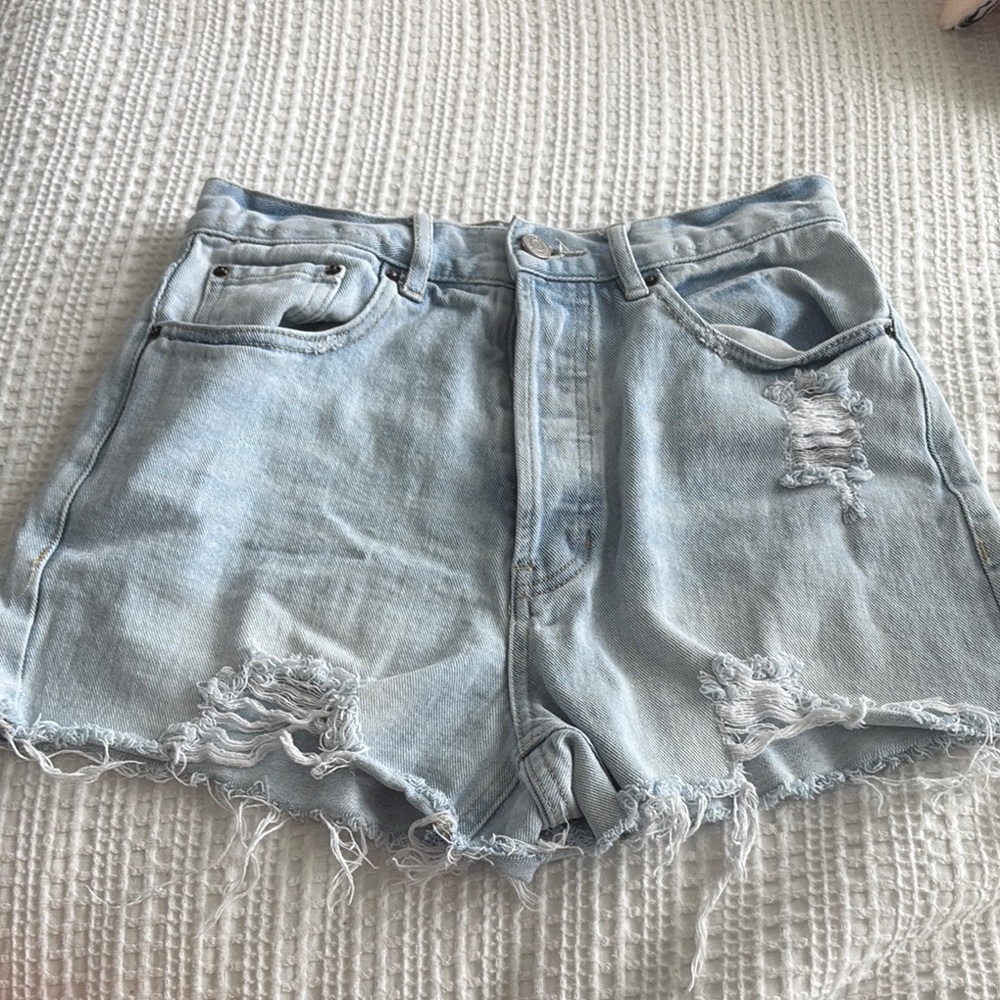 PacSun Blue Jean Shorts Distressed High-Waisted